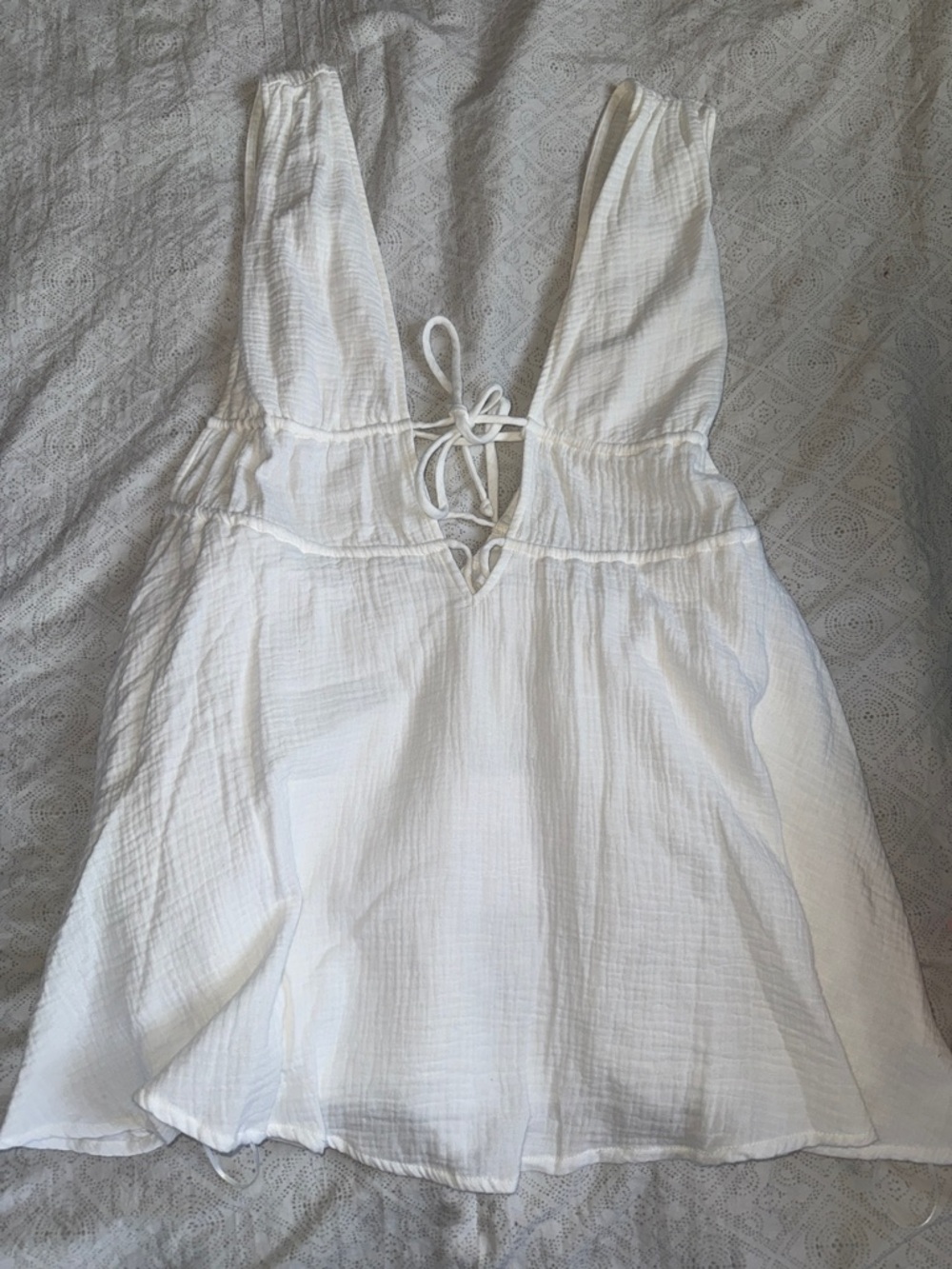 White Gauze Tie-Front Summer Top